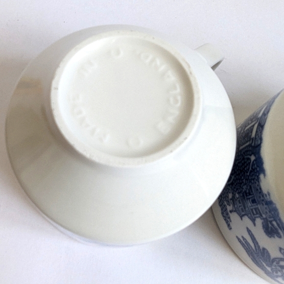 Churchill Chinoserie Blue Transfer Tea Cups 70's Coffee Cups 💙 Pair 2 - Picture 6 of 10